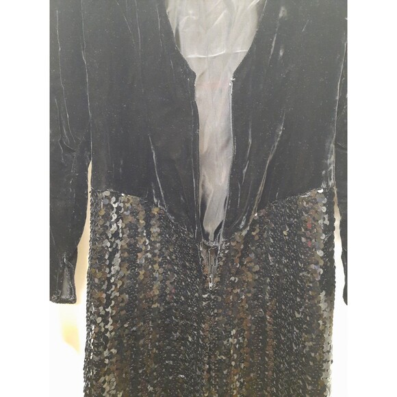 Alfred Angelo Black Elegant Vintage Sequins, Long Sleeve Dress 9/10 - Picture 6 of 14